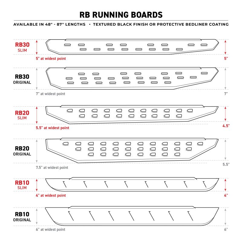 Go RhinoGo Rhino RB10 Running Boards - Tex Black - 80in