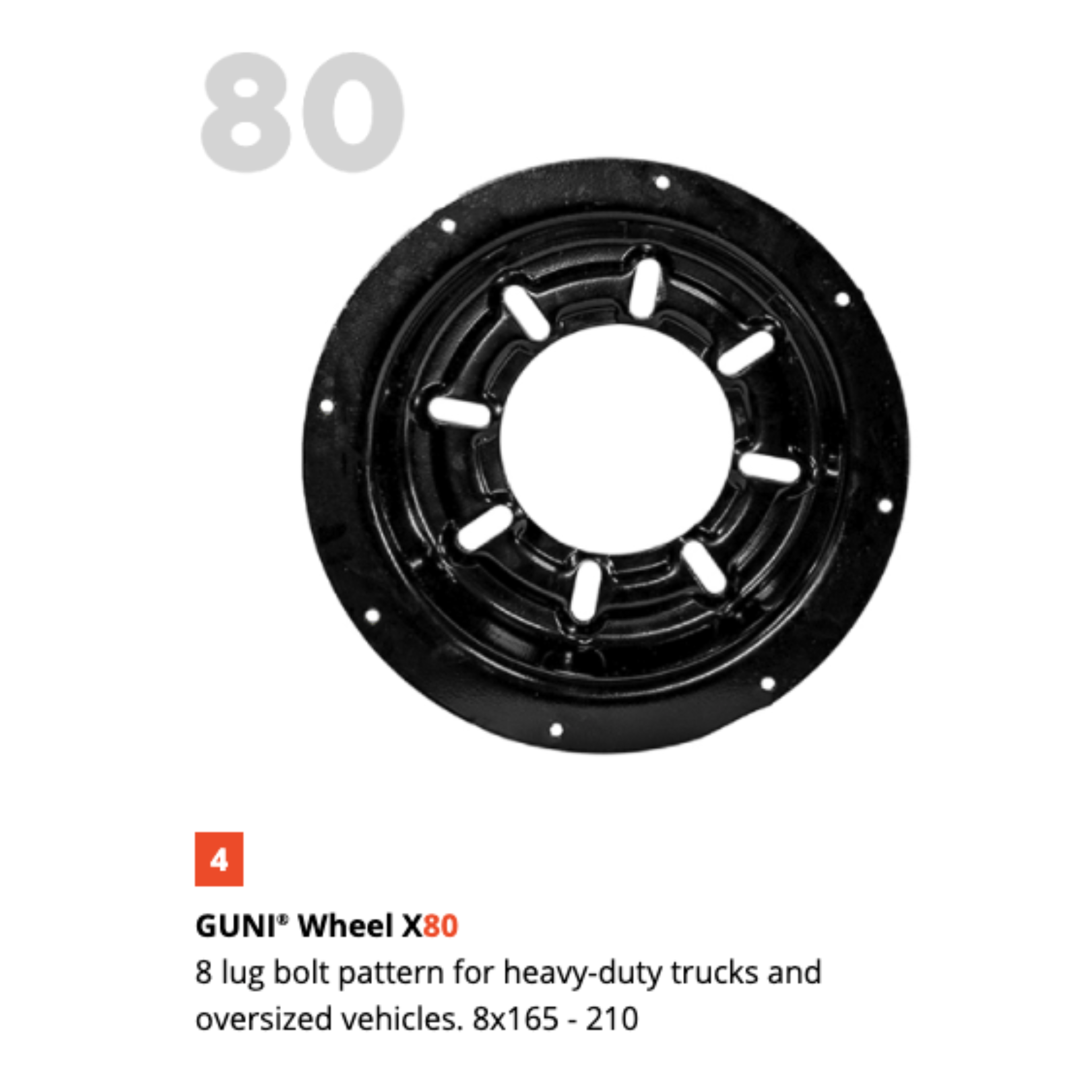 GUNIWHEELGUNIWHEEL Wheel X Hub 80 Universal 8 Lug Pattern Wheels Set of 4