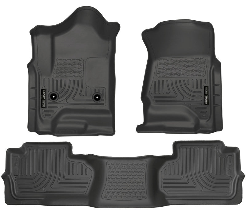 Husky LinersHusky Liners 14 Chevrolet Silverado/GMC Sierra Dbl Cab WeatherBeater Black Front&2nd Seat Floor Line