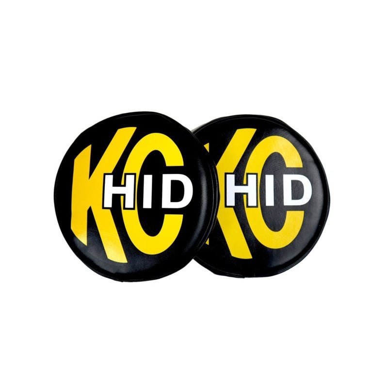 KC HiLiTESKC HiLiTES 8in. Round Soft Cover HID (Pair) - Black w/Yellow Brushed KC Logo