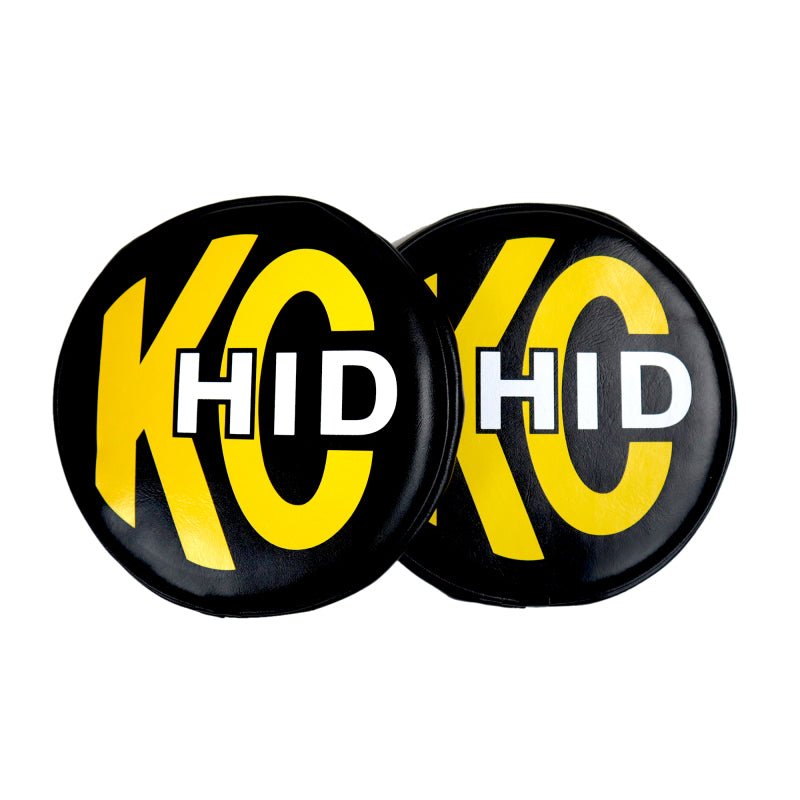 KC HiLiTESKC HiLiTES 8in. Round Soft Cover HID (Pair) - Black w/Yellow Brushed KC Logo