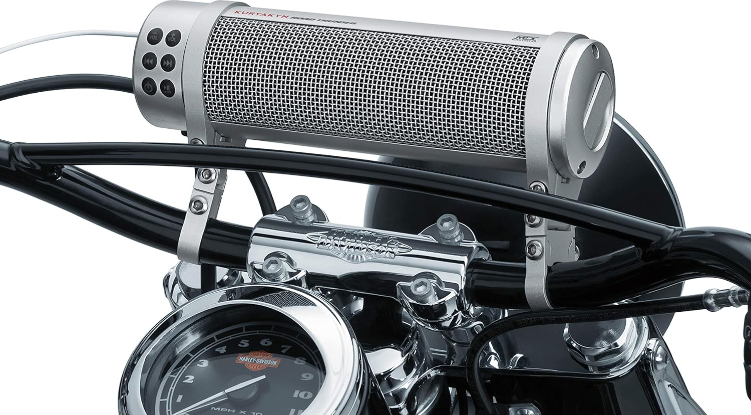 KuryakynKuryakyn 2719 MTX Road Thunder Weather Resistant Motorcycle Sound Bar Plus | 300 Watt Handlebar Mounted | Bluetooth | USB Power Charger | Satin Silver
