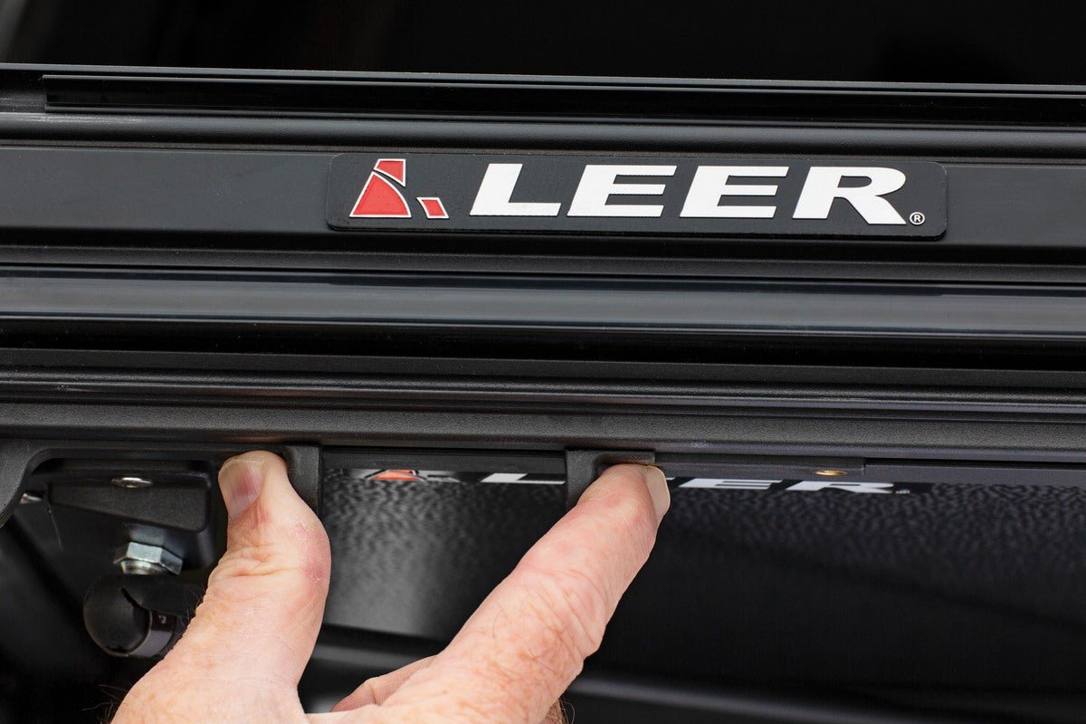 LEER GroupLeer HF650M Hard Quad - Folding Tonneau Cover | For 2014 - 2018 GMC Sierra 1500 Chevy Silverado 1500 | 5ft 8in Beds