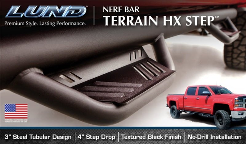 LUNDLund 15 - 17 Chevy Colorado Crew Cab Terrain HX Step Nerf Bars - Black