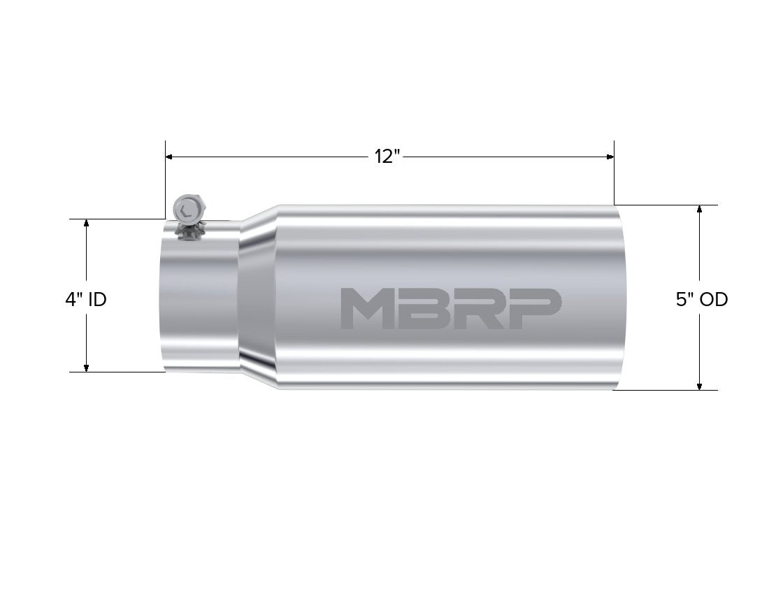 MBRP Inc.Exhaust Tail Pipe Tip 5 Inch O.D. Dual Wall Straight 4 Inch Inlet 12 Inch Length T304 Stainless Steel MBRP