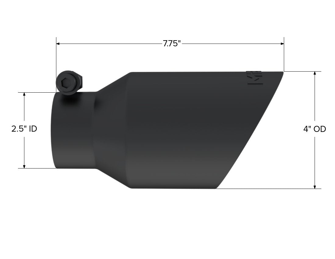 MBRP Inc.Exhaust Tip 4 Inch O.D. Dual Wall Angled Black Fits Aluminized Steel 2 1/2 Inch Systems MBRP