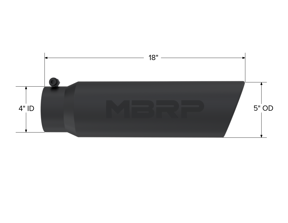 MBRP Inc.MBRP Armor BLK Tip 5 Inch OD Angled Rolled End, 4 Inch inlet, 18 Inch length