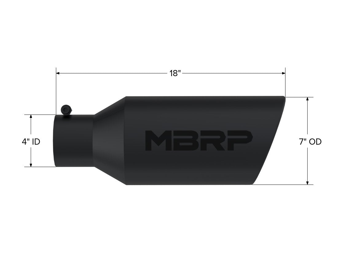 MBRP Inc.Exhaust Tip 7 Inch O.D. Rolled End 4 Inch Inlet 18 Inch Length Black Coated MBRP