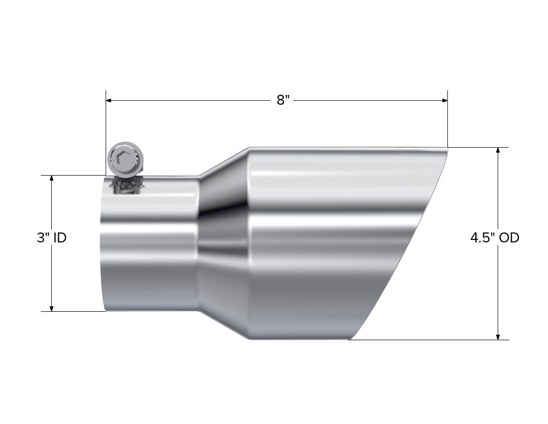 MBRP Inc.Exhaust Tip 4.5 Inch O.D. Dual Wall Angled 3 Inch Inlet 7.7 Inch Length T304 Stainless Steel MBRP