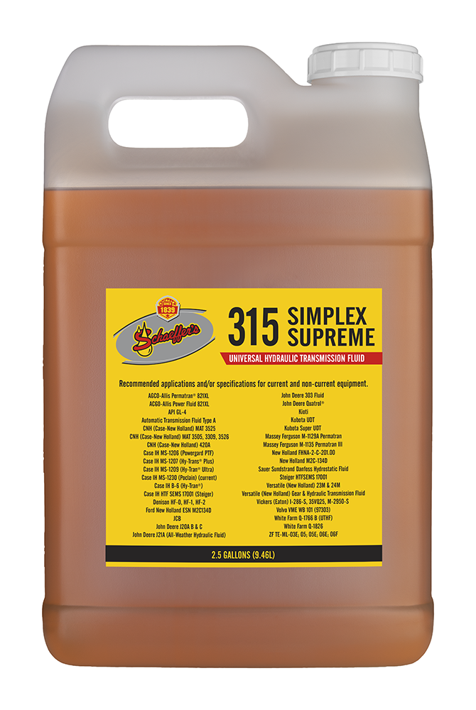 Schaeffer's 0315 Simplex Supreme Hydraulic Fluid | 2 2.5 Gallon Case