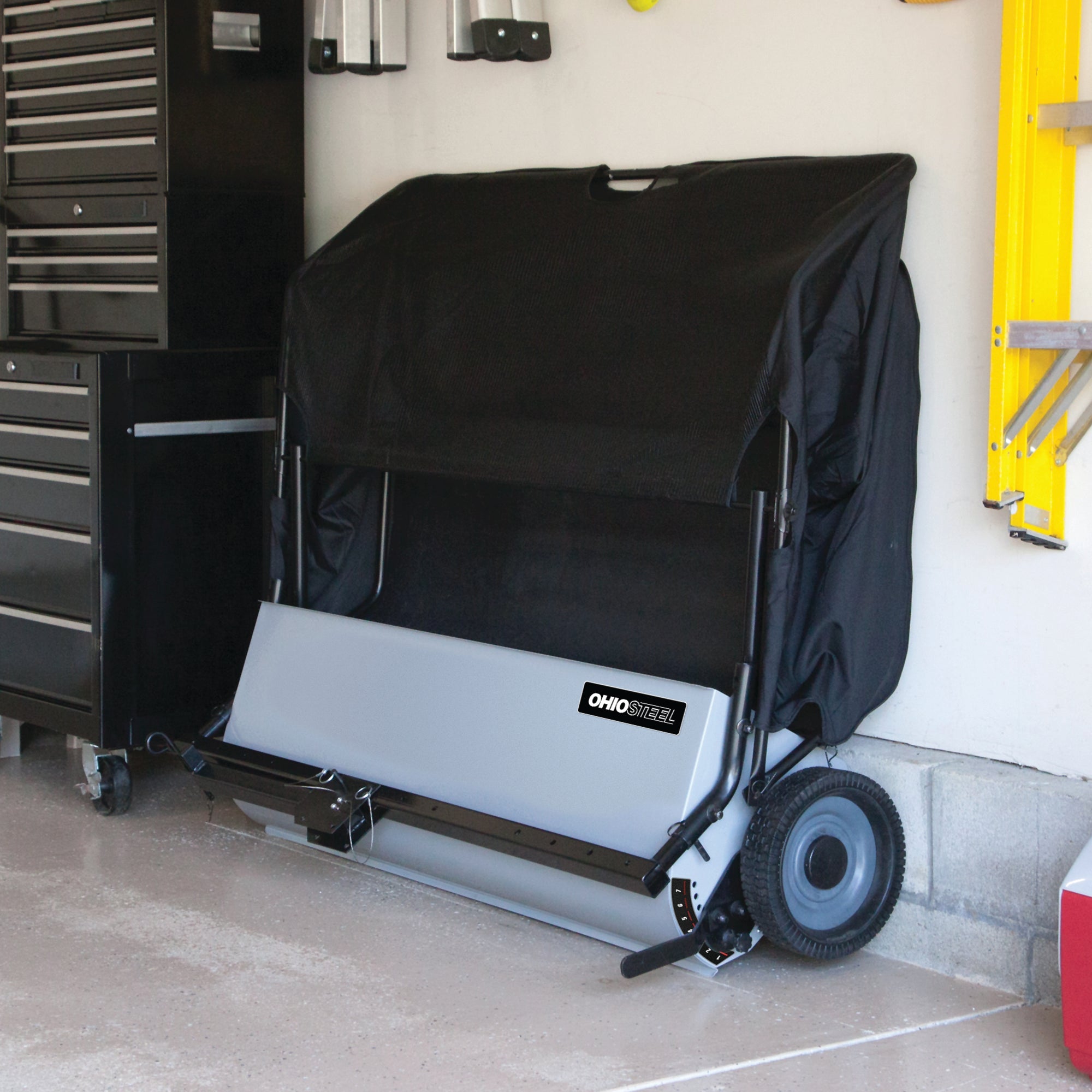 Ohio Steel IndustriesOhio Steel 50 Inch 26 Cubic Feet Lawn Sweeper With Spiral Brush Gray