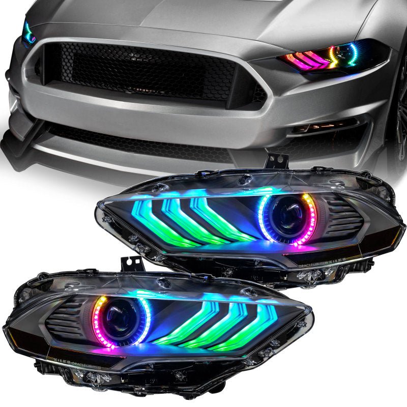 ORACLE LightingOracle Lighting 18 - 23 Ford Mustang Dynamic ColorSHIFT LED Headlights - Black Series