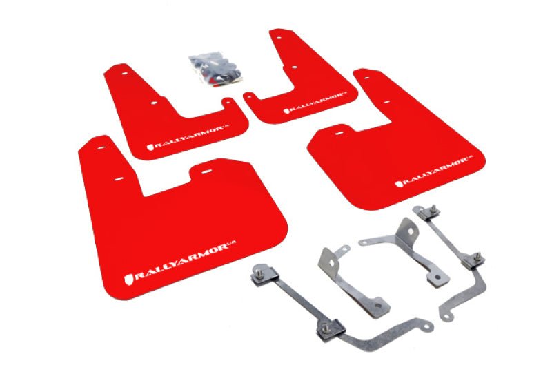 Rally ArmorRally Armor 08 - 11 Subaru STI (Hatch Only) / 11 - 14 WRX (Hatch Only) Red UR Mud Flap w/ White Logo