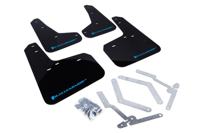 Rally ArmorRally Armor 12 - 19 Ford Focus ST / 16 - 19 RS Black UR Mud Flap w/ Nitrous Blue Logo