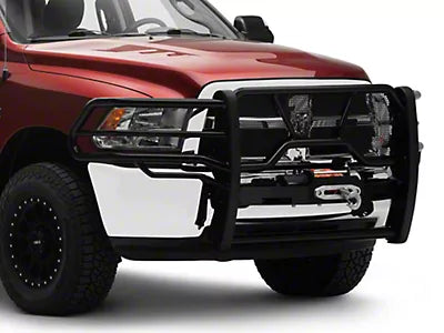 Westin HDX Winch Mount Modular Grille Guard with winch mount, rugged design, and Midwest Aftermarket branding.