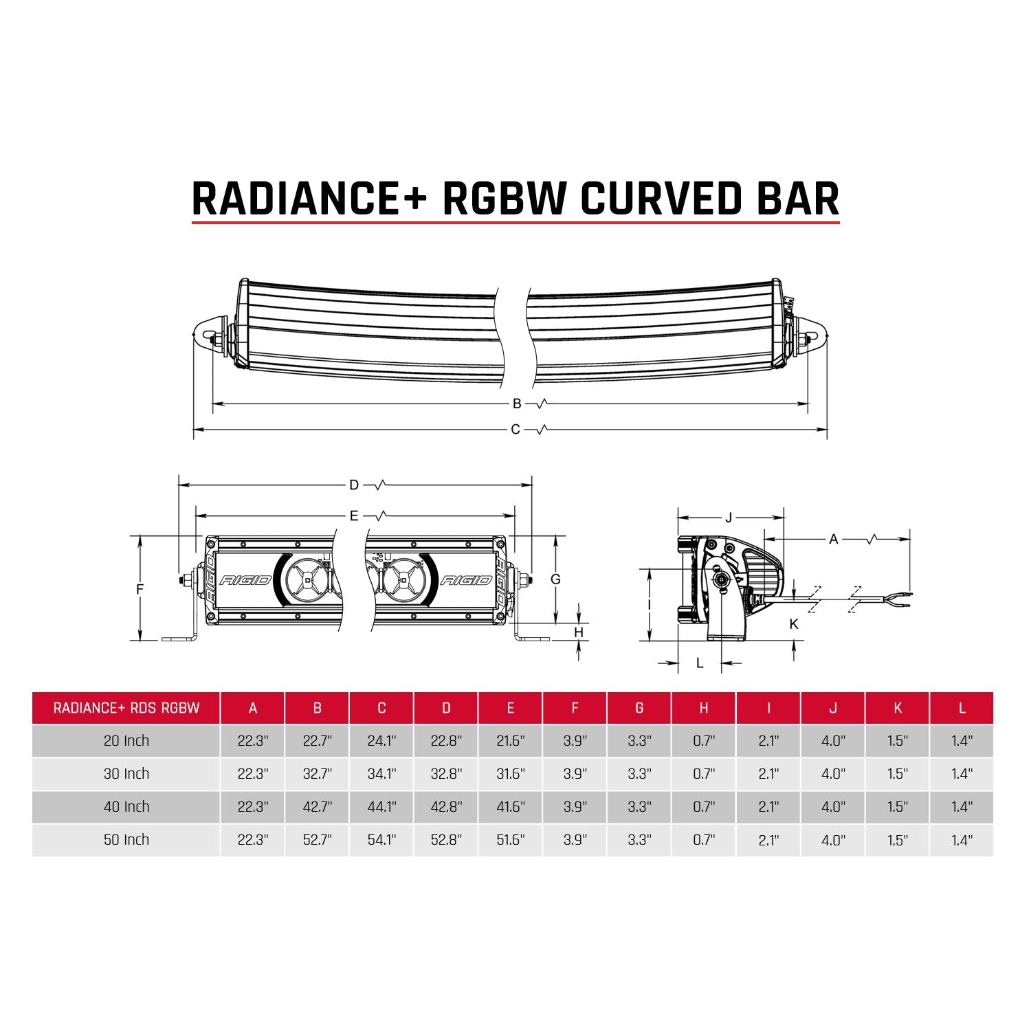 Rigid IndustriesRadiance Plus Curved 20 Inch RGBW Light Bar RIGID Industries