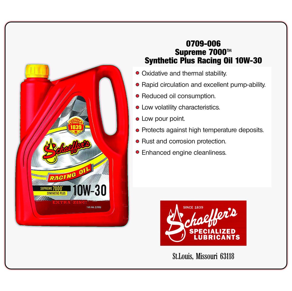 SchaeffersSchaeffer's 0709 Supreme 7000 Synthetic Plus Racing 10W - 30 Oil | (6) 1 Gallon Jugs