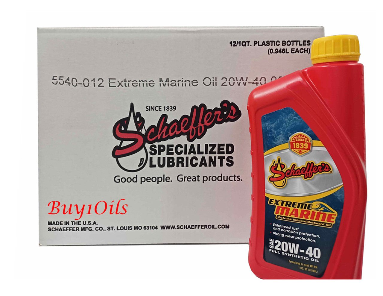 SchaeffersSchaeffers 5540 Extreme Marine 4 - Stroke Inboard Outboard Full Synthetic Engine Oil | (12) 1 Quart Bottles