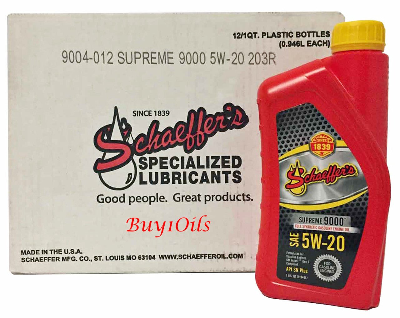 SchaeffersSchaeffer's 9004 Supreme 9000 Full Synthetic Gasoline 5W - 20 Engine Oil | (12) 1 Quart Bottle