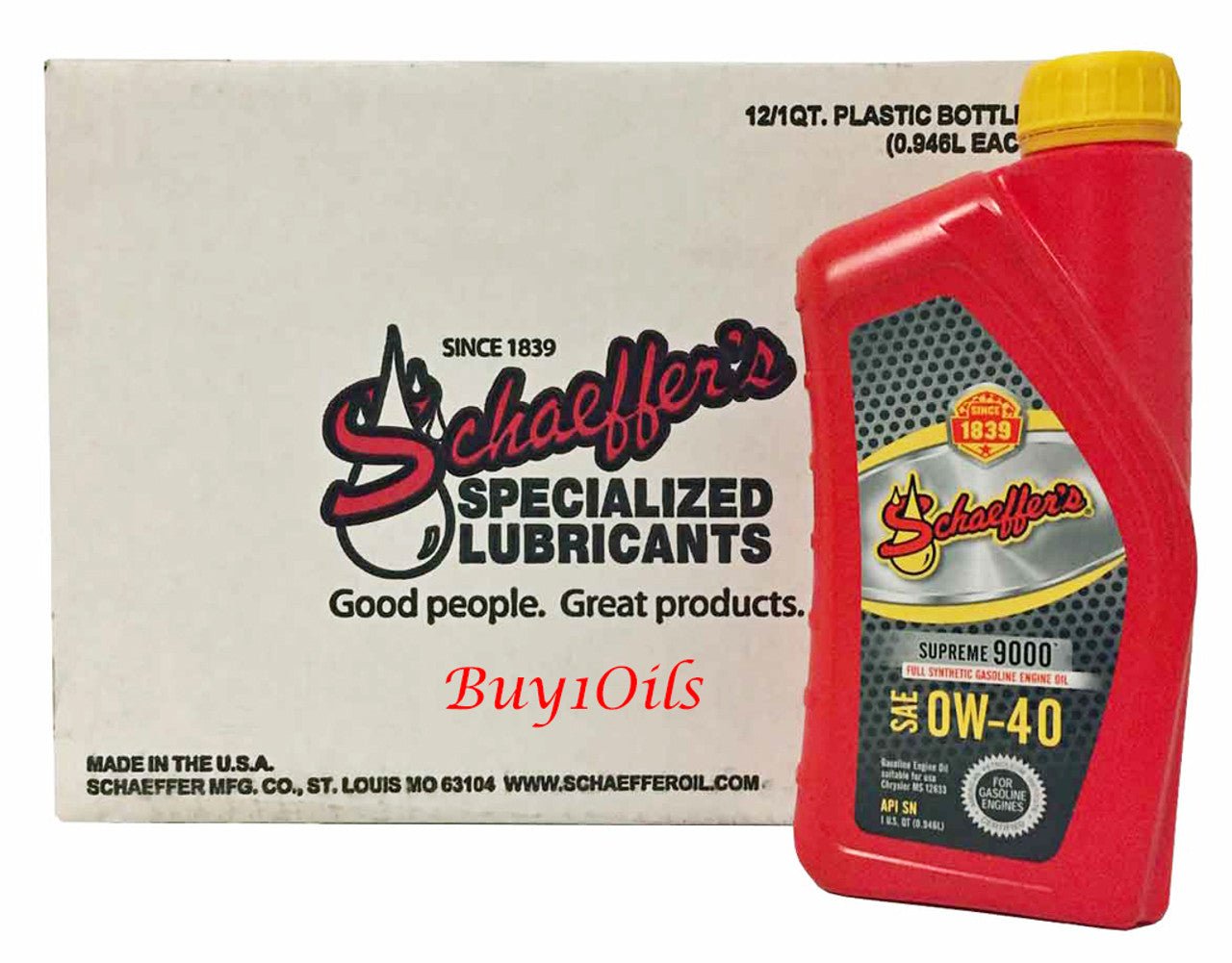 Schaeffer's Supreme 9000 Full Synthetic Gasoline Engine 0W-40 Oil | (1