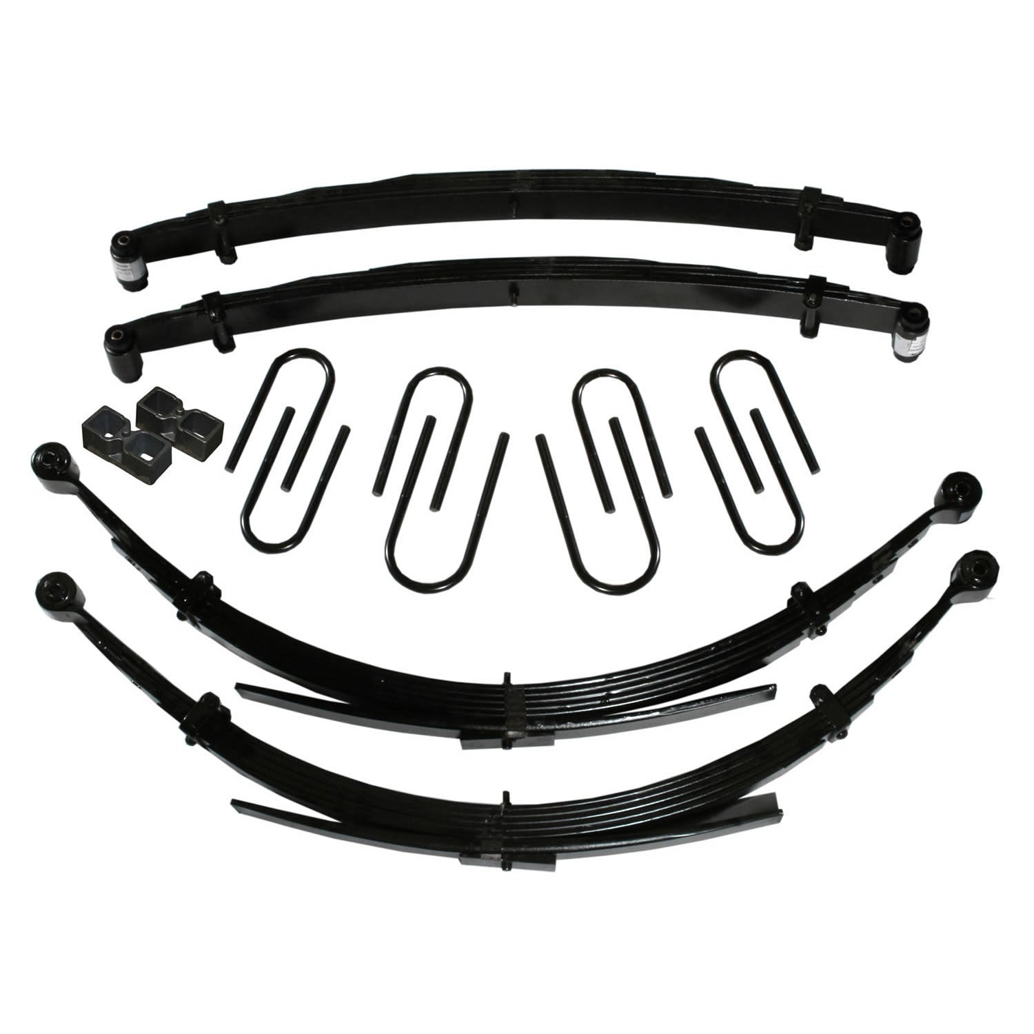 SkyjackerLift Kit 8 Inch Lift 75 - 86 Chevrolet K20 For Use w/56 Inch Rear Springs Includes Front/Rear Leaf Springs Front/Rear U Bolt Kits Bushing Kit 2 Inch Rear Blocks Brake Line Brackets Skyjacker