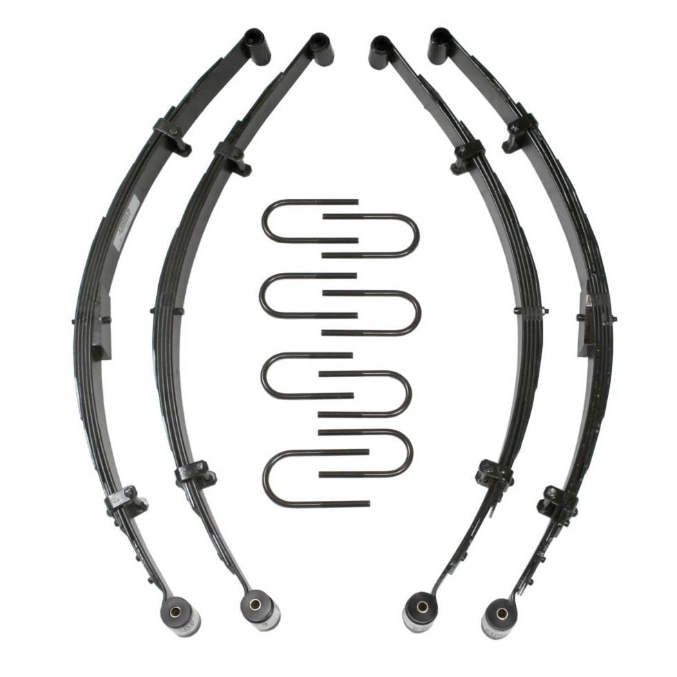 SkyjackerLift Kit 3.5 - 4 Inch Lift Includes Front/Rear Leaf Springs Front/Rear Bushing Kits Front/Rear U Bolt Kits 55 - 58 Jeep Willys 59 - 60 Jeep CJ5 59 - 60 Jeep CJ6 66 - 75 Jeep CJ5 66 - 75 Jeep CJ6 Skyjacker