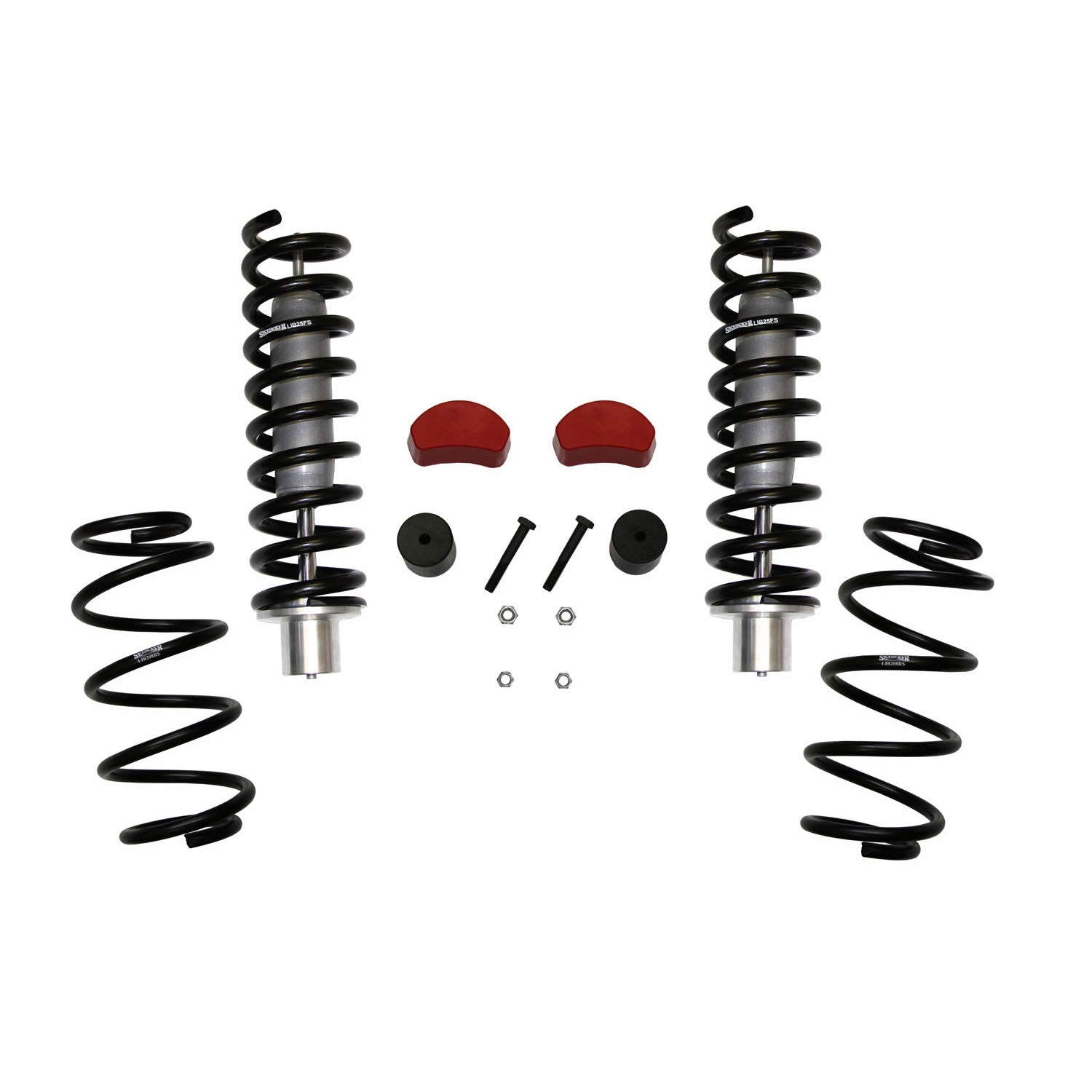 SkyjackerLift Kit 2.5 - 3 Inch Lift 07 - 11 Dodge Nitro 08 - 12 Jeep Liberty Includes Front Struts Front Strut Coil Springs Rear Coil Springs Front Poly Bump Stops Rear Bump Stop Spacers Skyjacker