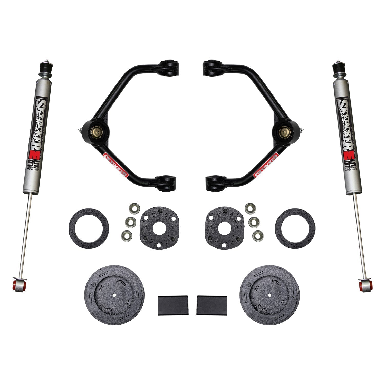 Skyjacker3 Inch Suspension Lift Kit With Front Strut Spacers Front Upper A - arms Rear Coil Spring Spacers Rear Bump Stop Spacers And Rear M95 Monotube Shocks 2019 - 2021 Ram 1500 Skyjacker